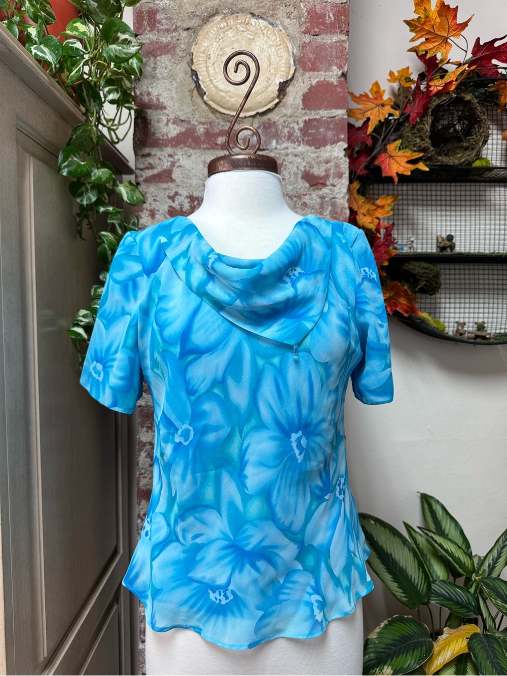Fairy Floral Cowl Crystal Accent Blouse